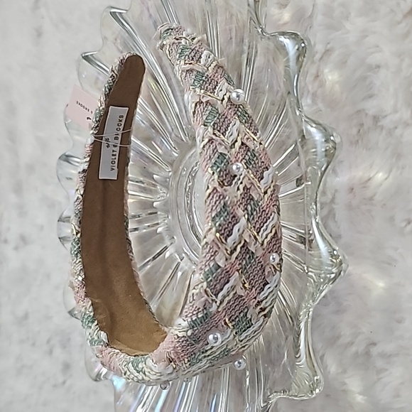 Violet & Brooks Tweed and Pearl Headband, NWT - Picture 3 of 3
